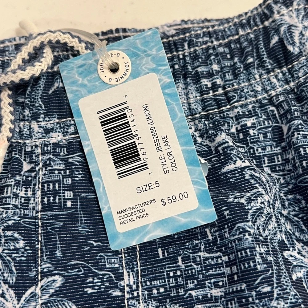 johnnie-O Limon Swim Suit (Lake) Boys blue Sz 5 Board Shorts Trunks NWT